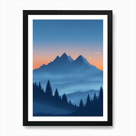 Misty Mountains Vertical Composition In Blue Tone 83 Art Print