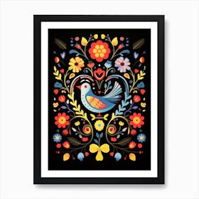 Folk Bird Illustration Dove 2 Art Print