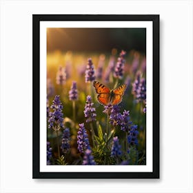 Butterfly On Lavender Flowers 2 Art Print