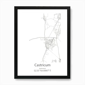 Castricum,Netherlands Minimalist Map Art Print