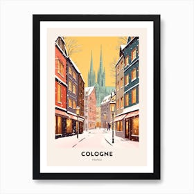 Vintage Winter Travel Poster Cologne France 1 Art Print