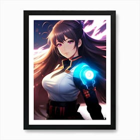 Anime Girl With Glowing Eyes Art Print