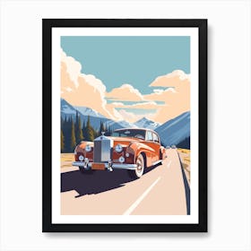 A Rolls Royce Phantom Car In Icefields Parkway Flat Illustration 3 Art Print