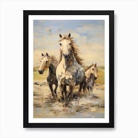 Horses Painting In Mongolia 2 Art Print