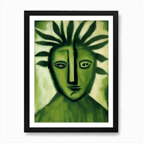 Green Man Symbol 1, Abstract Painting Art Print