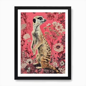 Floral Animal Painting Meerkat 1 Art Print
