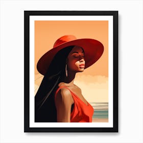 Illustration of an African American woman at the beach 111 Art Print