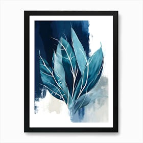 Blue Leaves Canvas Print Art Print