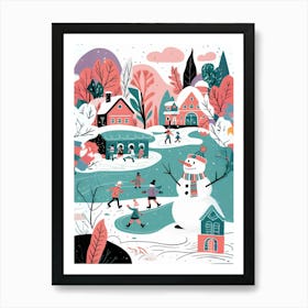 Snowman On The Ice Art Print