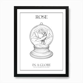 Rose In A Globe Line Drawing 4 Poster Art Print