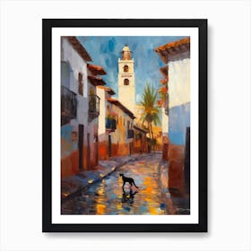 Painting Of A Street In Marrakech With A Cat 1 Impressionism Art Print