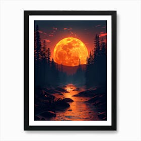 Full Moon In The Forest 2 Art Print