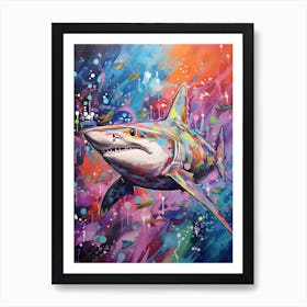  A Blacktip Shark Vibrant Paint Splash 1 Art Print