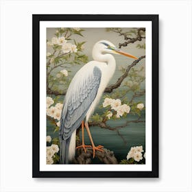 Ohara Koson Inspired Bird Painting Great Blue Heron 4 Art Print