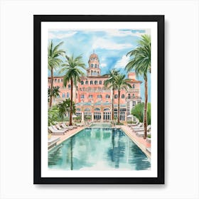 The Breakers Palm Beach   Palm Beach, Florida   Resort Storybook Illustration 1 Art Print