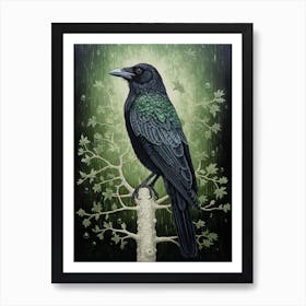 Ohara Koson Inspired Bird Painting Raven 2 Art Print