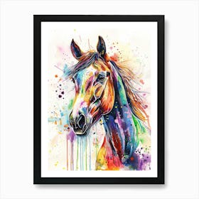 Horse Colourful Watercolour 3 Art Print