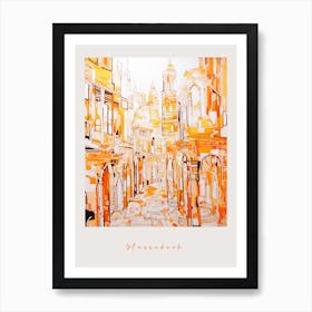 Marrakech Morocco 3 Orange Drawing Poster Art Print