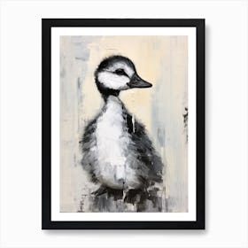 Black & White Simple Duckling Portrait Art Print