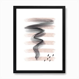 Dalia Chalk Pink Lines Black Storm Art Print