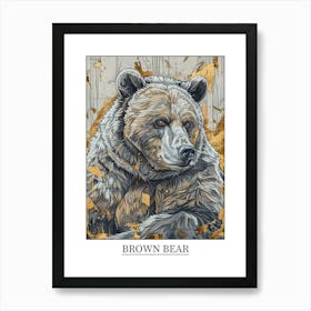 Brown Bear Precisionist Illustration 2 Poster Art Print