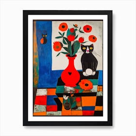 Anemone With A Cat 1 Surreal Joan Miro Style  Art Print