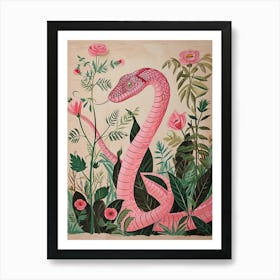 Floral Animal Painting Cobra 4 Art Print