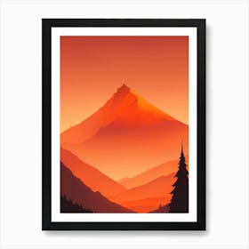 Misty Mountains Vertical Composition In Orange Tone 4 Art Print