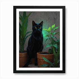 Cat In Pots 1 Art Print