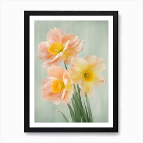 Bunch Of Daffodils Flowers Acrylic Painting In Pastel Colours 4 Art Print