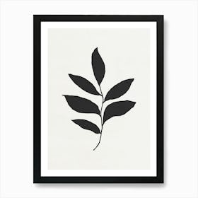 Minimalist Black Leaf 04 Art Print