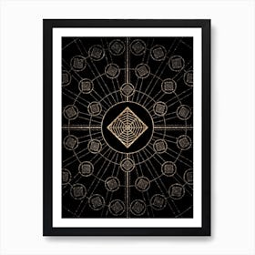 Geometric Glyph Radial Array in Glitter Gold on Black n.0378 Art Print