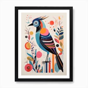 Colourful Scandi Bird Partridge 4 Art Print