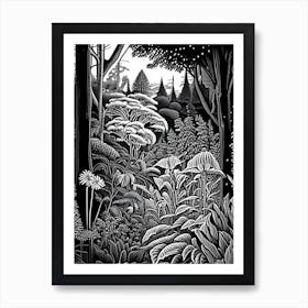 Bellevue Botanical Garden, 1, Usa Linocut Black And White Vintage Art Print