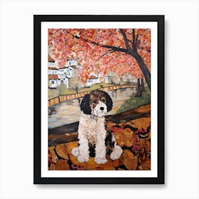 Painting Of A Dog In Kew Gardens, United Kingdom In The Style Of Gustav Klimt 01 Art Print