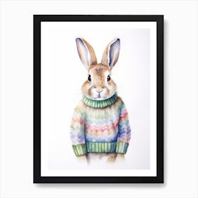 Baby Animal Watercolour Hare 2 Art Print