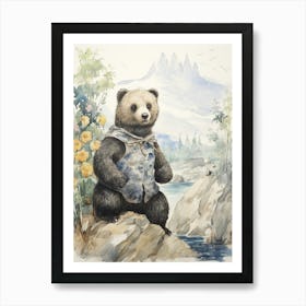 Storybook Animal Watercolour Sea Otter 1 Art Print