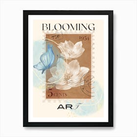 Blooming Blue Butterfly Art Print