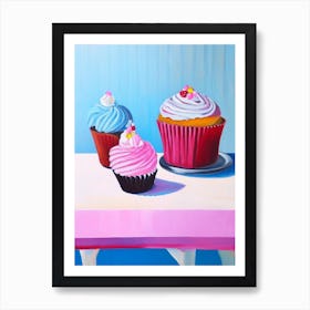 Cupcake Bakery Product Acrylic Painting Tablescape Poster