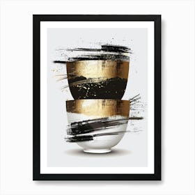 Gold And Black Bowls Art Print