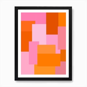 Abstract Pink And Orange Geometric Art Print