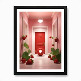 Strawberry Door art print Art Print