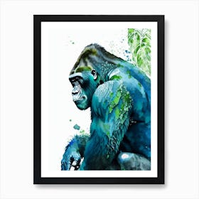 Gorilla Crawling Gorillas Mosaic Watercolour 1 Art Print