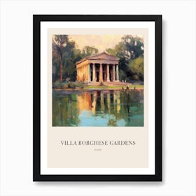 Villa Borghese Gardens Rome Vintage Cezanne Inspired Poster Art Print