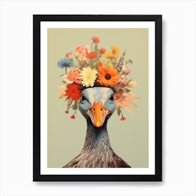 Bird With A Flower Crown Duck 1 Art Print