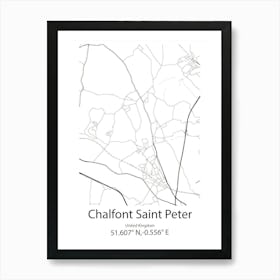 Chalfont Saint Peter,United Kingdom Minimalist Map Art Print