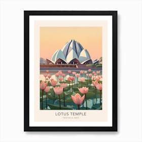 Lotus Temple New Delhi India Travel Poster Art Print