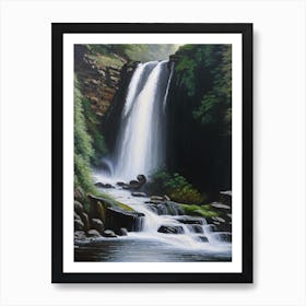 Henrhyd Falls, United Kingdom Peaceful Oil Art  Art Print