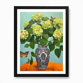 Flowers In A Vase Still Life Painting Hydrangea 2 Art Print