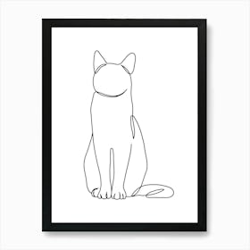 One Line Drawing Of A Cat Line Art Hand Drawing Illustration Poster